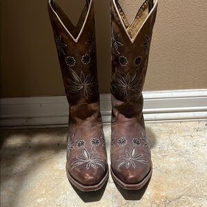 Brown Embroidered Cowboy Boots